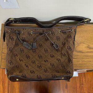 Dooney & Bourke Brown Signature Drawstring Tote